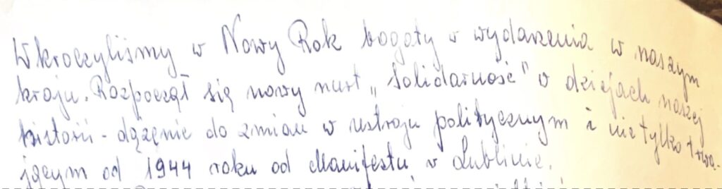 Fragment z kroniki dotyczący sytuacji społeczno-politycznej w 1980 r.