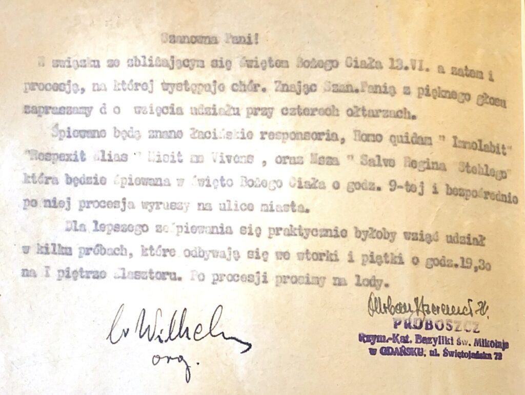 Zaproszenie do śpiewu podczas procesji Bożego Ciała. Prawdopodobnie rok 1963.