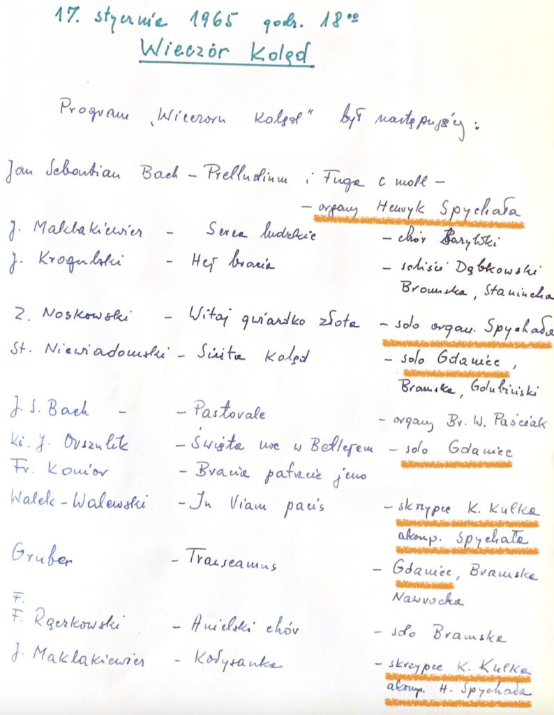 Notatka z kroniki Chóru św. Mikołaja o Wieczorze Kolęd z udziałem artystów z Opery Bałtyckiej