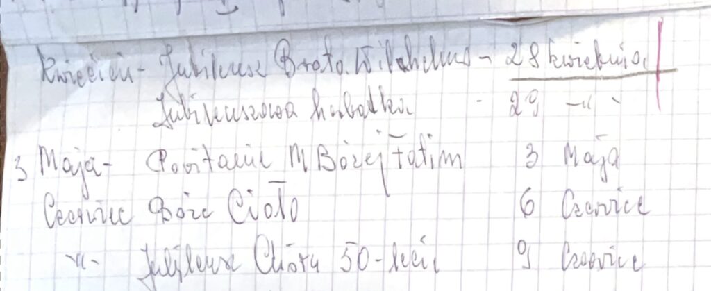 Notatka z kroniki nt. chóralnych uroczystości w roku 1996