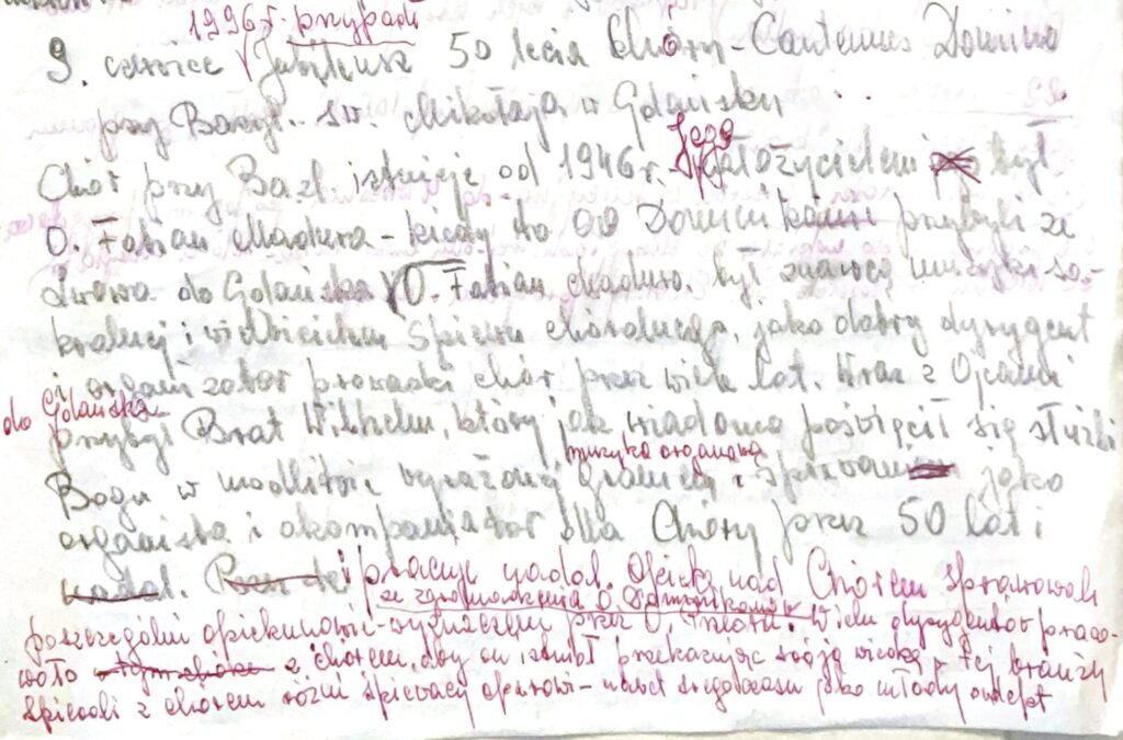 Notatka z kroniki nt. jubileuszu 50-lecia Chóru św. Mikołaja/Cantemus Domino